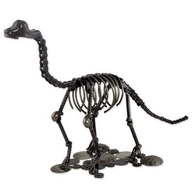 Alternate image for Dinosaur Sculpture of Recycled Metal and Auto Parts Rustic Brontosaurus