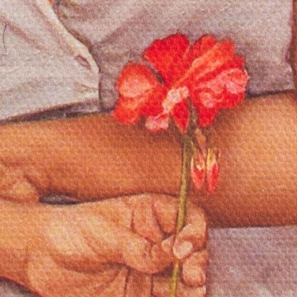 Girl with an Apple Surrealist Print from Mexico 'Blue Thought I'