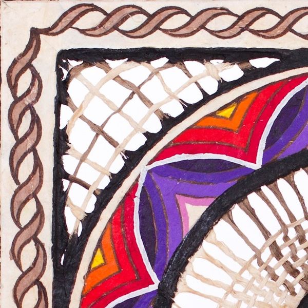 Alternate image for Multicolor Hand Painted Spiral Wall Art Paper from Mexico Flower Spiral