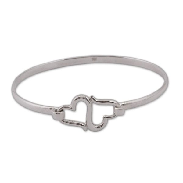 Alternate image for Sterling Silver Heart Bangle Bracelet from Mexico Heart Harmony