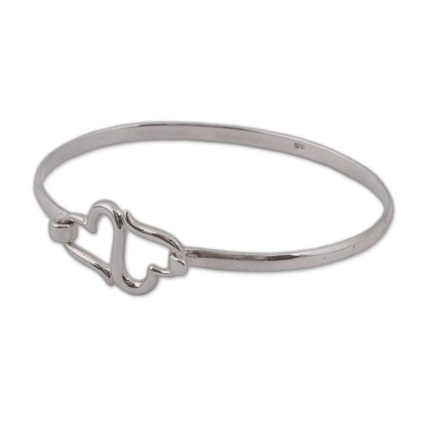 Alternate image for Sterling Silver Heart Bangle Bracelet from Mexico Heart Harmony
