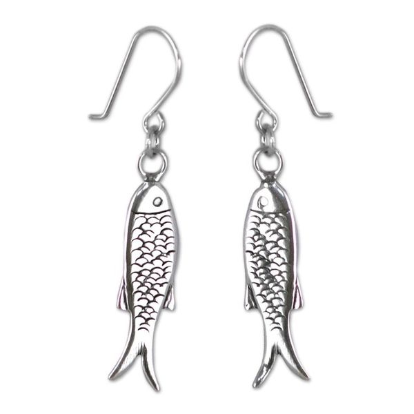 Alternate image for Fair Trade Mexican Sterling Silver Sea Life Earrings Fish Wisdom