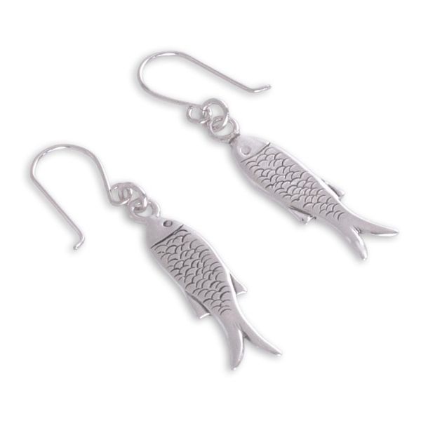 Alternate image for Fair Trade Mexican Sterling Silver Sea Life Earrings Fish Wisdom