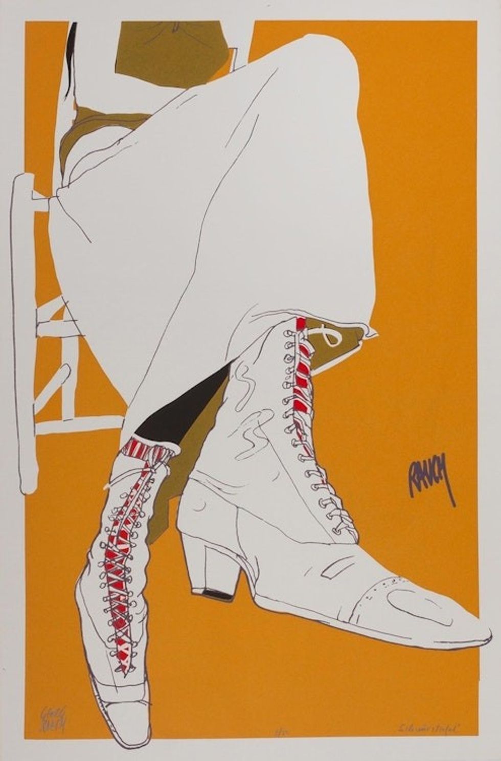 Mexico Signed Numbered Silkscreen Print 35 Inches 'Lace-up Boots'