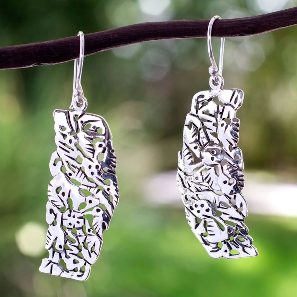 Sterling Silver Bird Earrings 'Hummingbird Mystique'