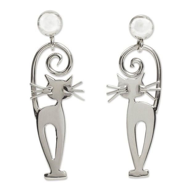 Alternate image for Taxco Silver Kitty Cat Earrings Taxco Cat