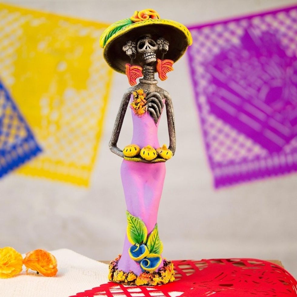 Day of the Dead Strolling Catrina Ceramic Figurine 'Strolling Catrina'