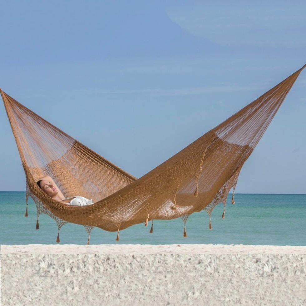 Mexican Solid Rope Hammock Double 'Copper Filigree'