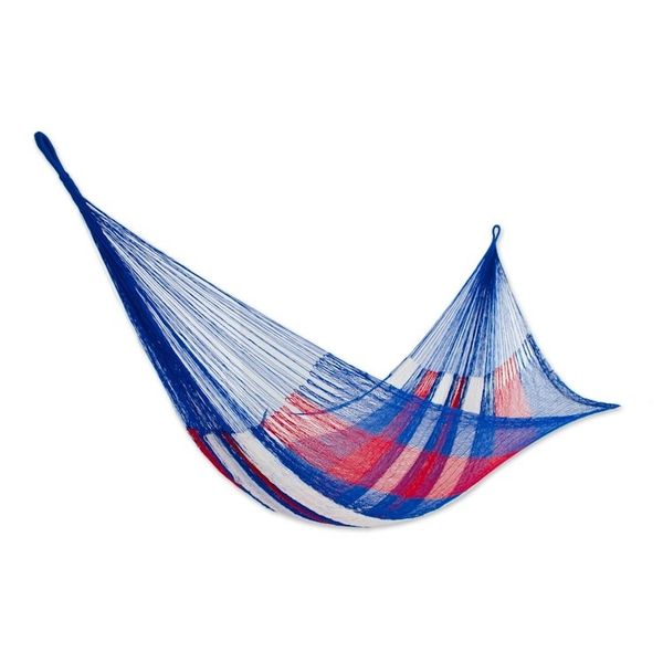 Alternate image for Red White and Blue Hand Woven Nylon Maya Hammock Double Patriotic