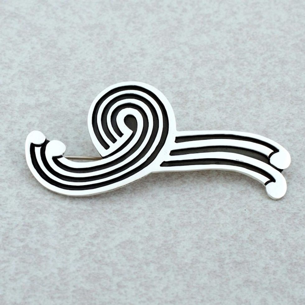 Hand Made Modern Sterling Silver Brooch Pin Large 'Silver Fountain'