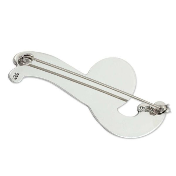 Alternate image for Hand Made Modern Sterling Silver Brooch Pin Large Silver Fountain