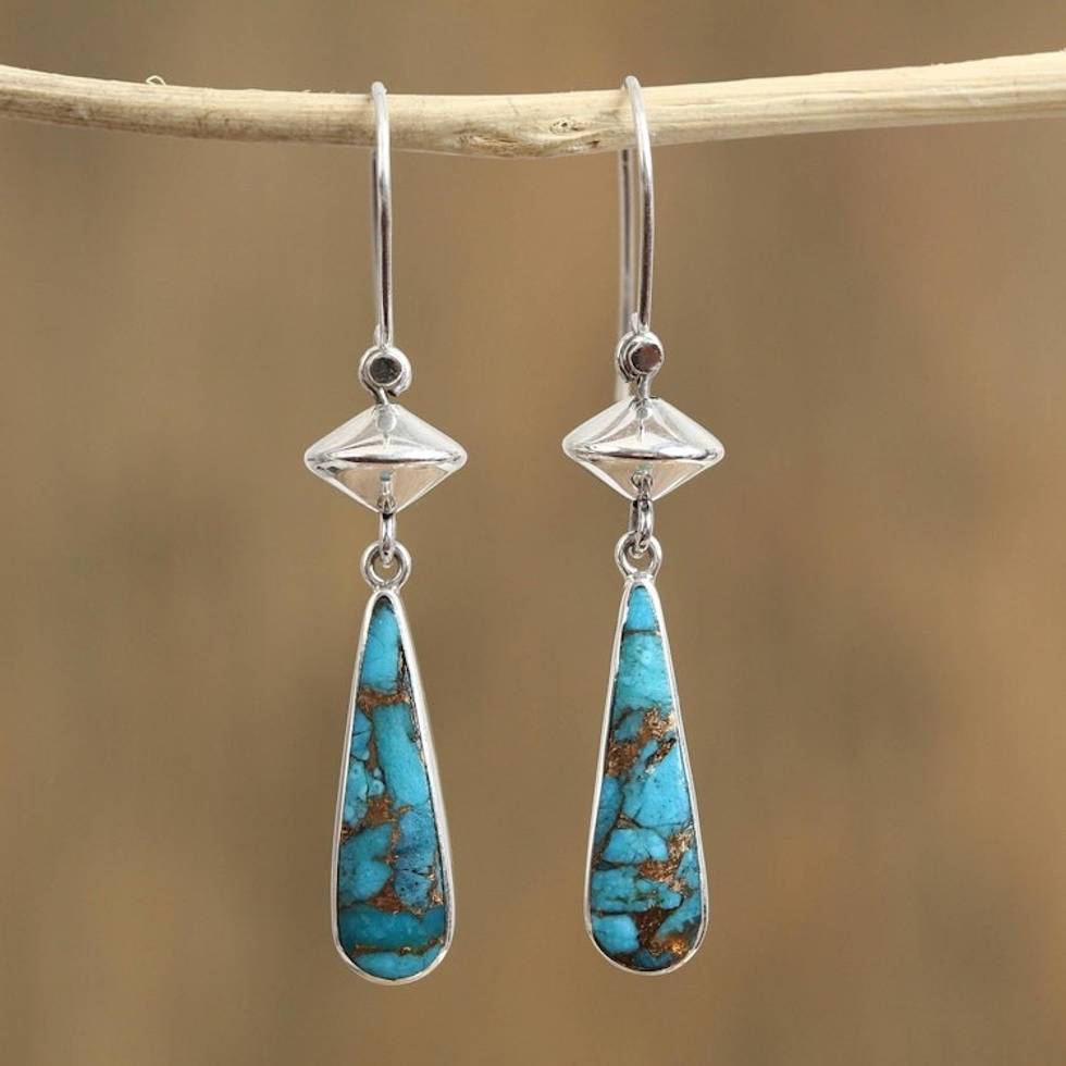 Composite Amazonite Dangle Earrings from Mexico 'River Gleam'