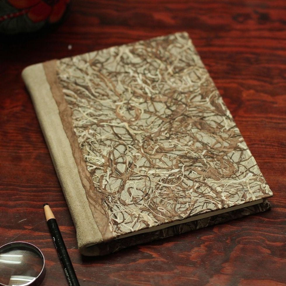 Recycled Paper Journal in Brown and Beige from Mexico 'Forest Nest'