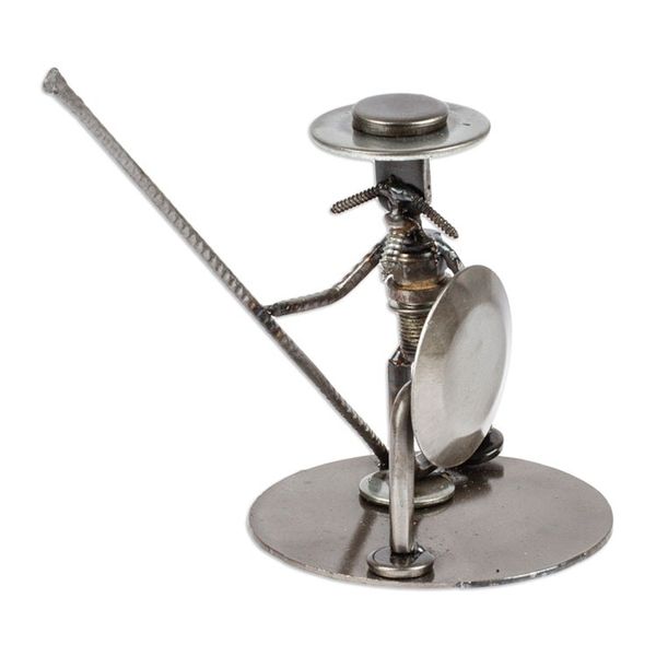 Alternate image for Unique Recycled Metal and Aut Parts Sculpture Mexico Quixote in Love