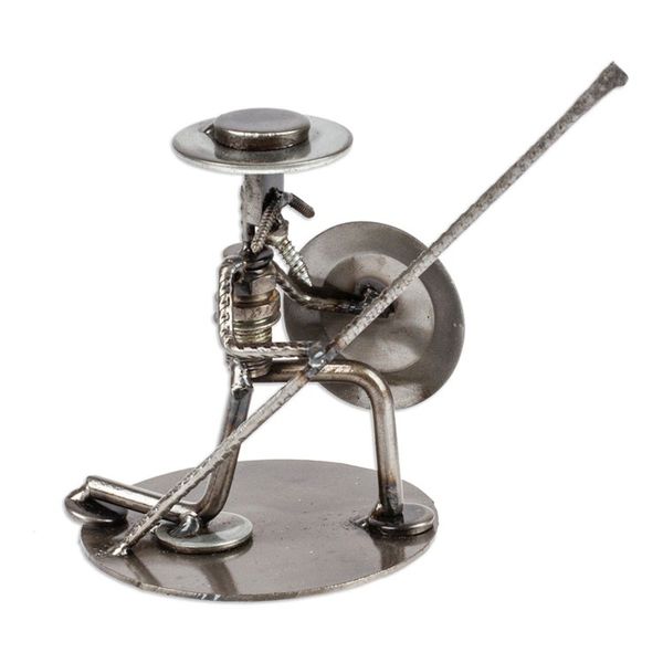 Alternate image for Unique Recycled Metal and Aut Parts Sculpture Mexico Quixote in Love