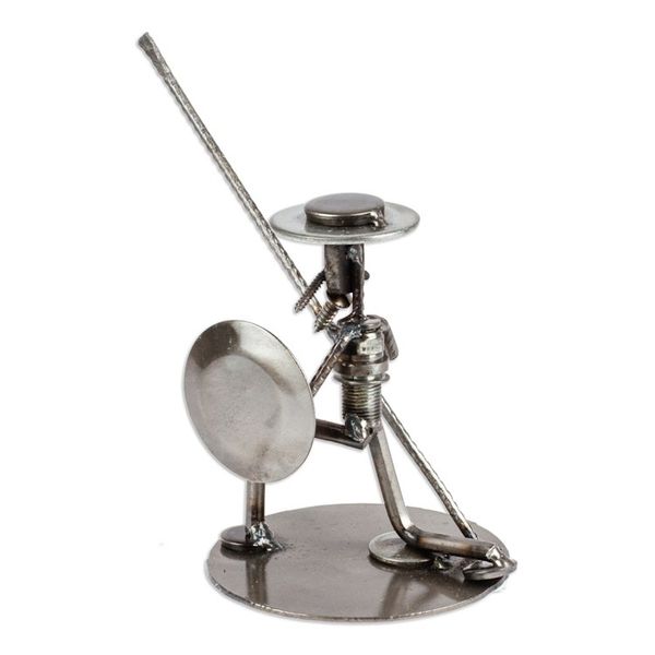 Alternate image for Unique Recycled Metal and Aut Parts Sculpture Mexico Quixote in Love