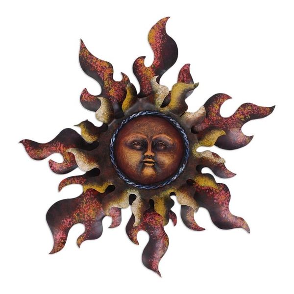 Alternate image for Sun Steel Wall Sculpture in Brown from Mexico Radiant Star in Brown