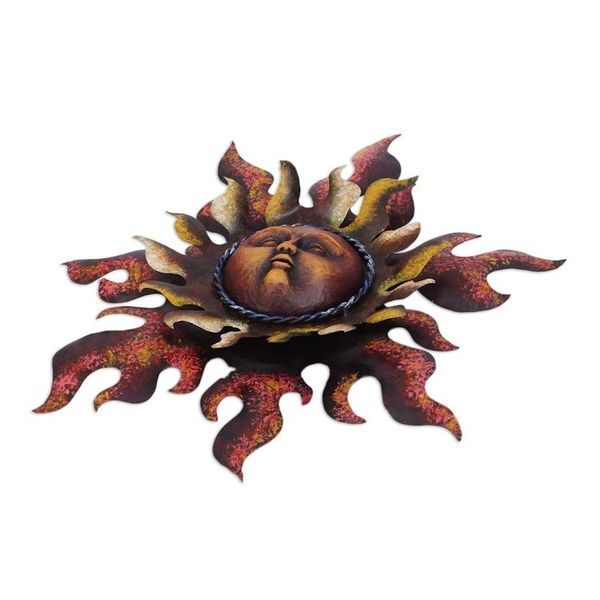 Alternate image for Sun Steel Wall Sculpture in Brown from Mexico Radiant Star in Brown