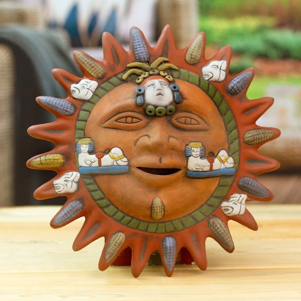 Ceramic wall adornment 'Maya Sun'
