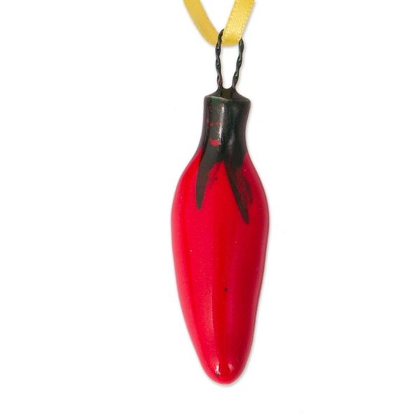 Alternate image for Red Ceramic Serrano Pepper Ornaments Set of 4 Serrano Peppers in Red