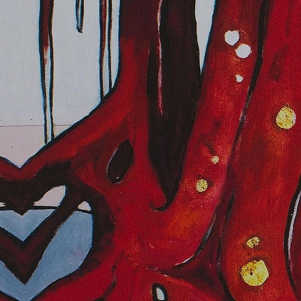 Alternate image for Color Gicle Print on Canvas of a Red Tree from Mexico Red Tree with Golden Roots