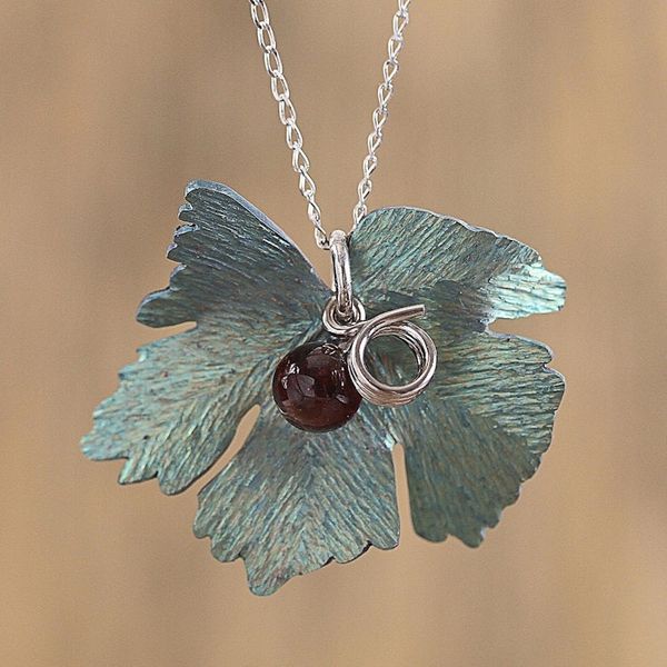 Alternate image for Leaf Motif Agate Pendant Necklace from Mexico Vine