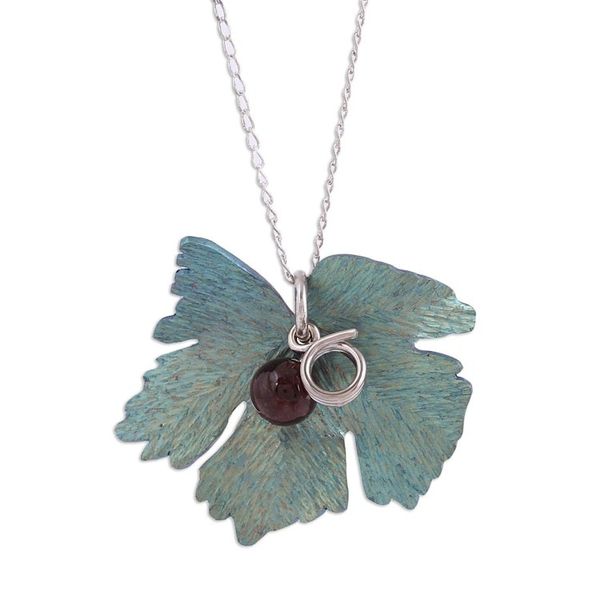 Alternate image for Leaf Motif Agate Pendant Necklace from Mexico Vine