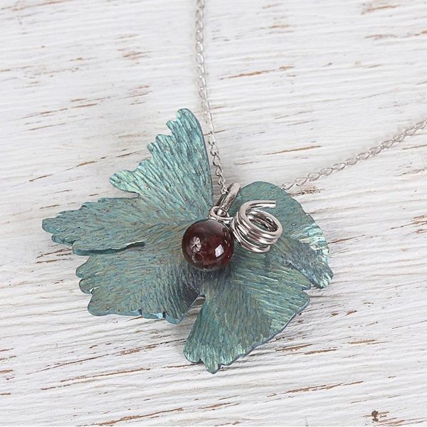 Alternate image for Leaf Motif Agate Pendant Necklace from Mexico Vine