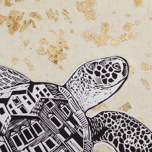Alternate image for Signed Etched Print of a Sea Turtle from Mexico Turtle, Go to the Shore