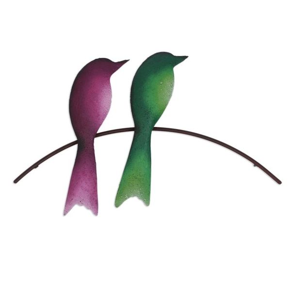 Alternate image for Steel Wall Sculpture of Two Colorful Birds from Mexico Avian Friends
