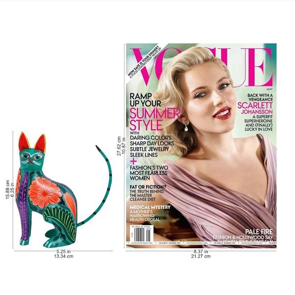Alternate image for Handcrafted Copal Wood Alebrije Cat Figurine from Mexico Floral Feline