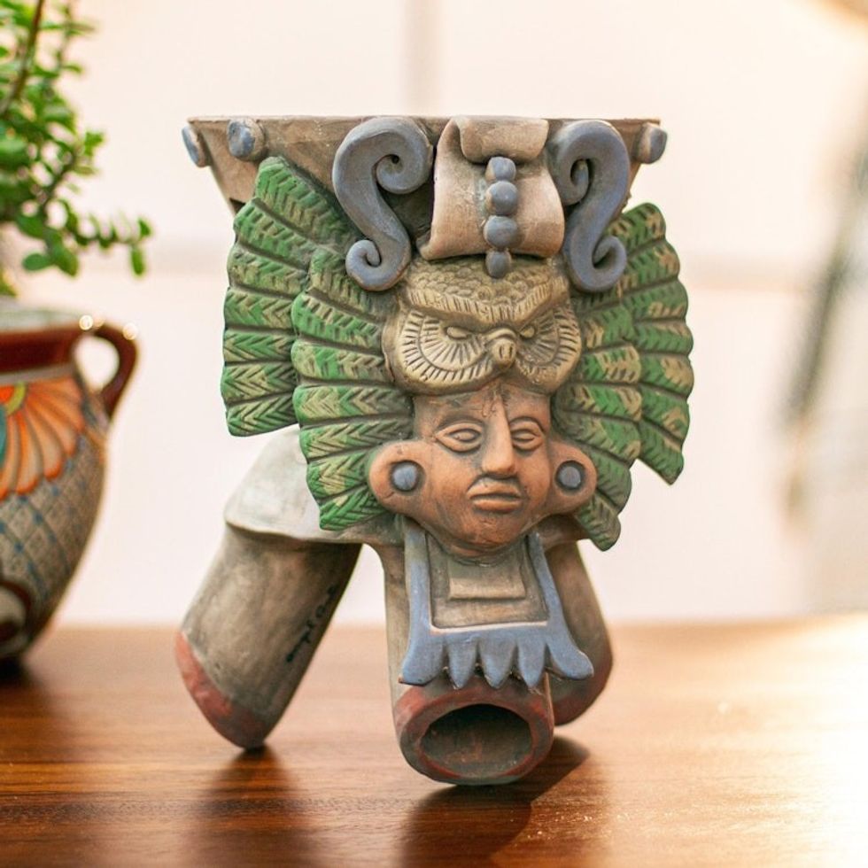 Mexican Archaeology Inspired Ceramic Owl Incense Holder 'Owl Omen'