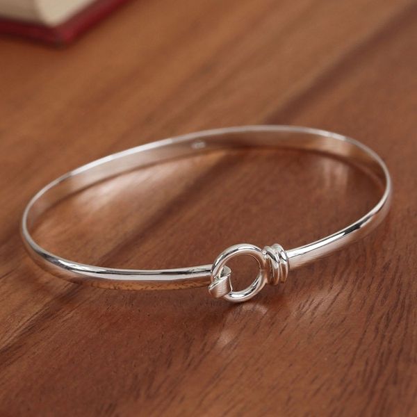 Alternate image for Artisan Crafted Sterling Silver Bangle Bracelet from Mexico Ethereal Gleam