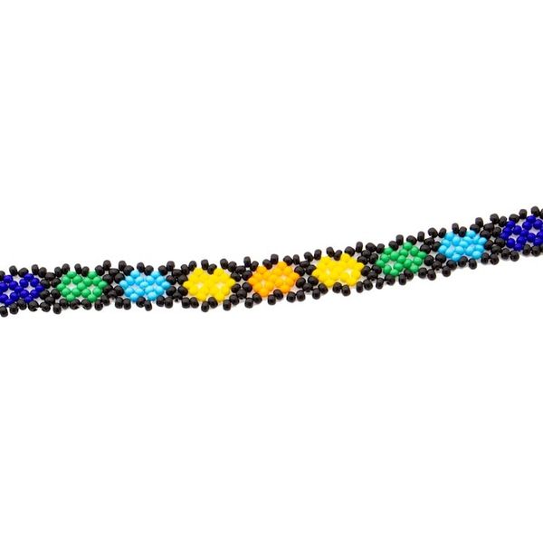 Alternate image for Floral Design Huichol Glass Beaded Necklace from Mexico Large Huichol Flower