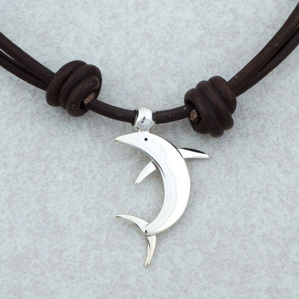 Alternate image for Taxco Sterling Silver Dolphin Pendant Necklace from Mexico Sleek Dolphin