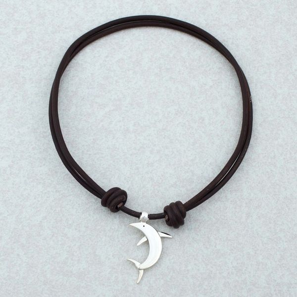 Alternate image for Taxco Sterling Silver Dolphin Pendant Necklace from Mexico Sleek Dolphin
