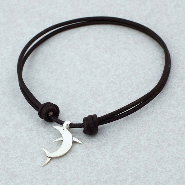 Alternate image for Taxco Sterling Silver Dolphin Pendant Necklace from Mexico Sleek Dolphin