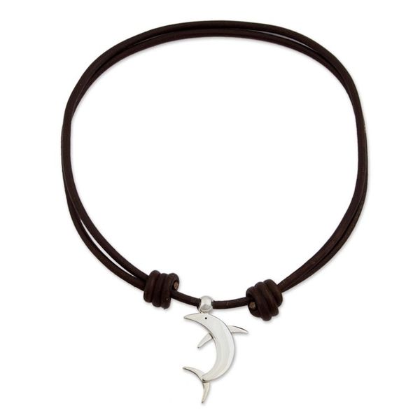 Alternate image for Taxco Sterling Silver Dolphin Pendant Necklace from Mexico Sleek Dolphin
