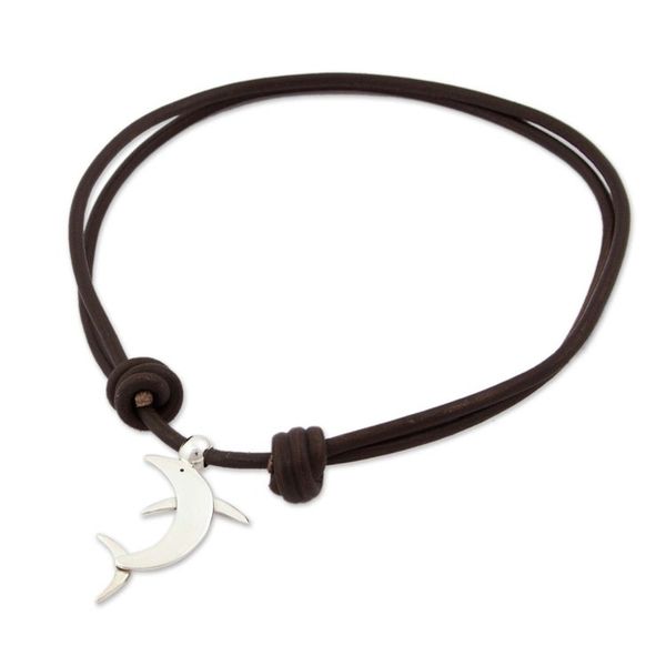 Alternate image for Taxco Sterling Silver Dolphin Pendant Necklace from Mexico Sleek Dolphin