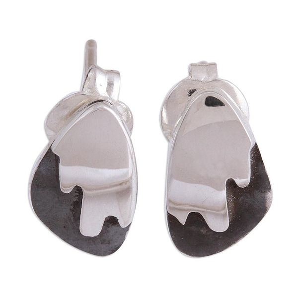 Alternate image for Combination Finish Sterling Silver Stud Earrings from Mexico Mountain Summits