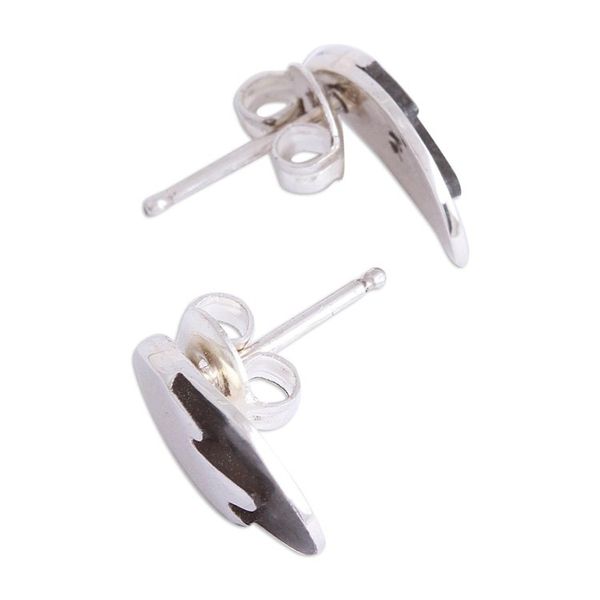 Alternate image for Combination Finish Sterling Silver Stud Earrings from Mexico Mountain Summits