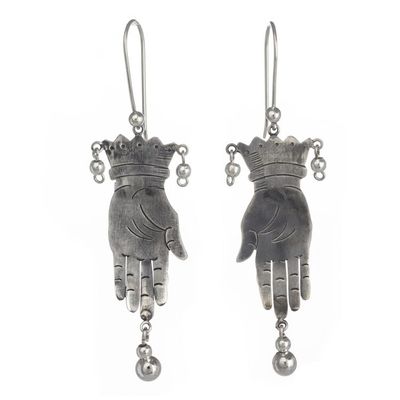 Alternate image for Taxco Jewelry Hand Made Sterling Silver Earrings Vintage Juggler