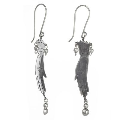 Alternate image for Taxco Jewelry Hand Made Sterling Silver Earrings Vintage Juggler