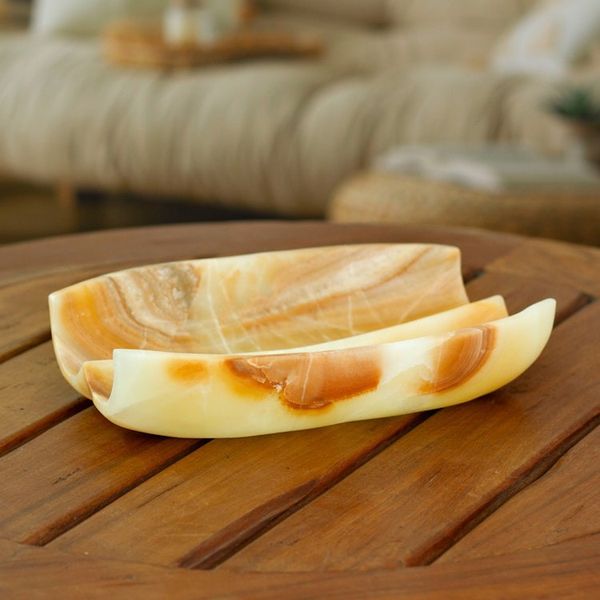 Alternate image for Artisan Crafted Modern Centerpiece in Natural Mexican Onyx On Natures Wings