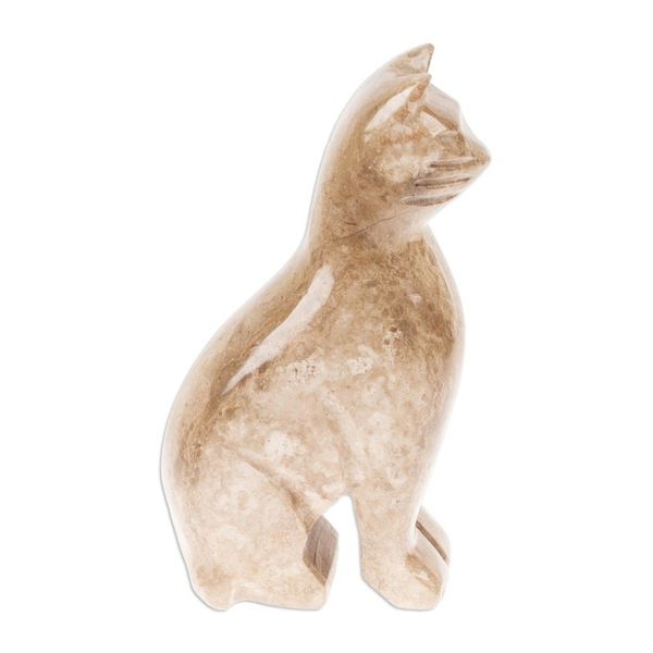 Alternate image for Marble Cat Sculpture in Beige from Mexico Cafe Cat