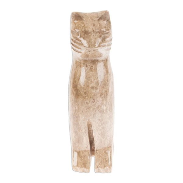 Alternate image for Marble Cat Sculpture in Beige from Mexico Cafe Cat