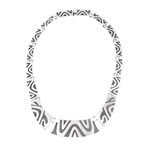Alternate image for Modern Taxco Sterling Silver Link Necklace from Mexico Wavy Labyrinth