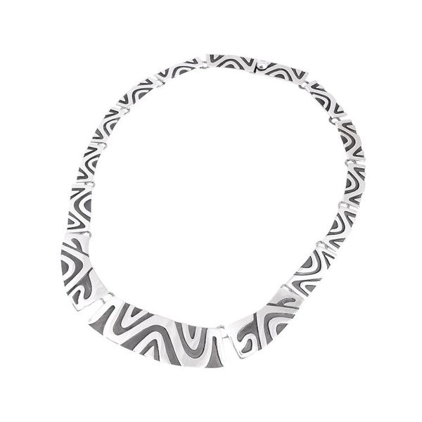 Alternate image for Modern Taxco Sterling Silver Link Necklace from Mexico Wavy Labyrinth
