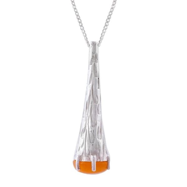 Alternate image for Orange Agate and 925 Silver Pendant Necklace from Mexico Orange Snow Cone