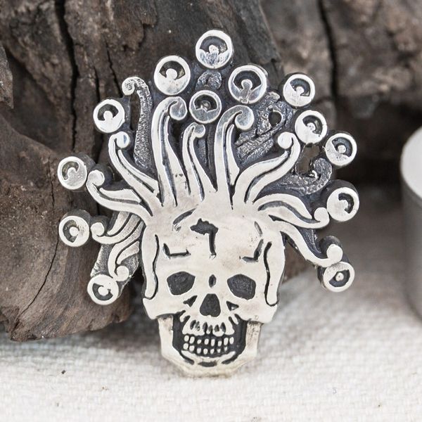 Alternate image for Sterling Silver Aztec God Pendant from Mexico Miquiztli